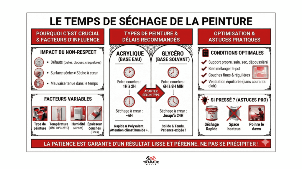 Tout savoir sur le temps de séchage en peinture : astuces et conseils pour un rendu durable
