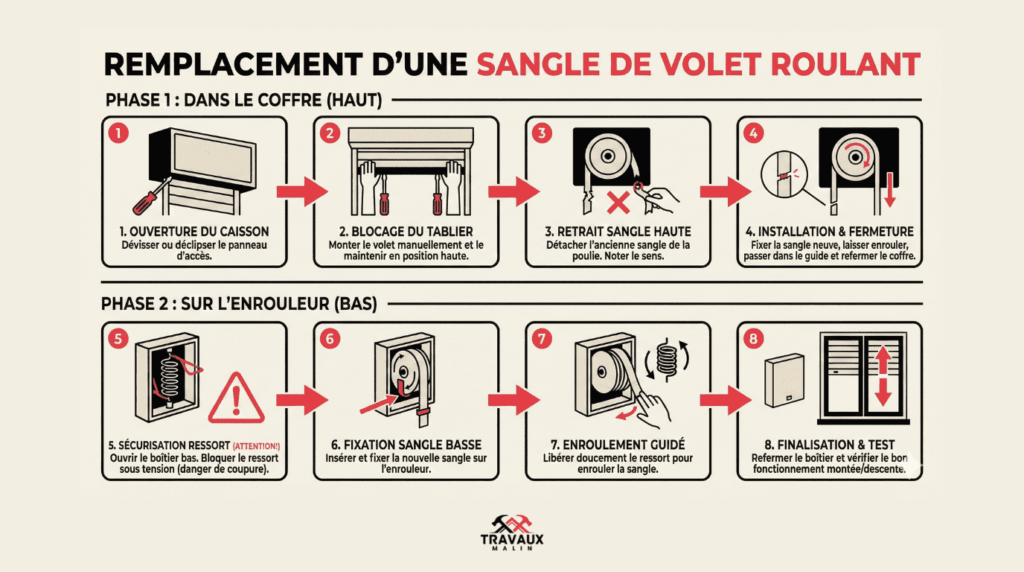 Les étapes détaillées pour remplacer correctement la sangle