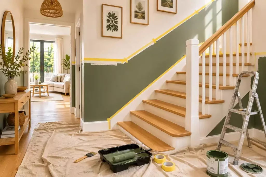 peinture escalier bicolore mur